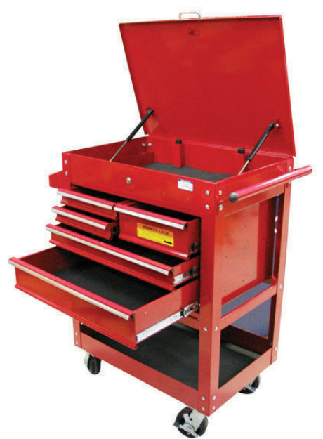 Picture of TOOLBOX TC327 RED 5 DRAWER PORTABLE TOOL CART W/ GAS SPRING LID