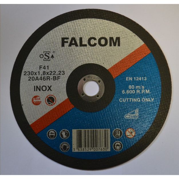 Picture of FALCOM 230X1.8X22MM STAINLESS STEEL A46R CUTTING DISCS FLAT