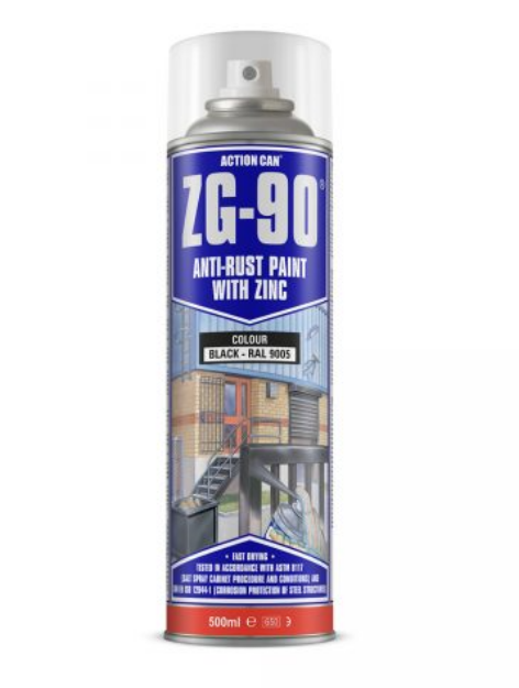 Picture of ACTION CAN ZG-90 500ml BLACK COLD ZINC GALVANISING SPRAY PAINT