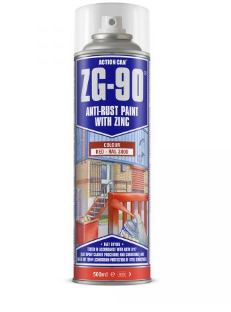 Picture of Action Can Zg-90 500Ml Red Cold Zinc Galvanising Spray Paint