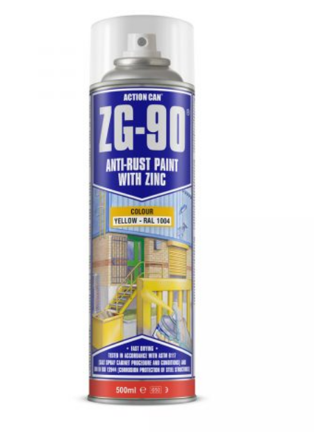 Picture of ACTION CAN ZG-90 500ml YELLOW COLD ZINC GALVANISING SPRAY PAINT