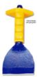 Picture of GROZ Brick Bolster with 4" blade width and 230mm length powder coated blue. Fitted with yellow guard