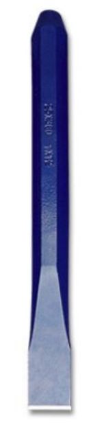 Picture of GROZ Cold Chisel (Octagonal) Length 10" (250mm) blade width 3/4" (19mm) - Oxford Blue. Striking end in linished/ground finish