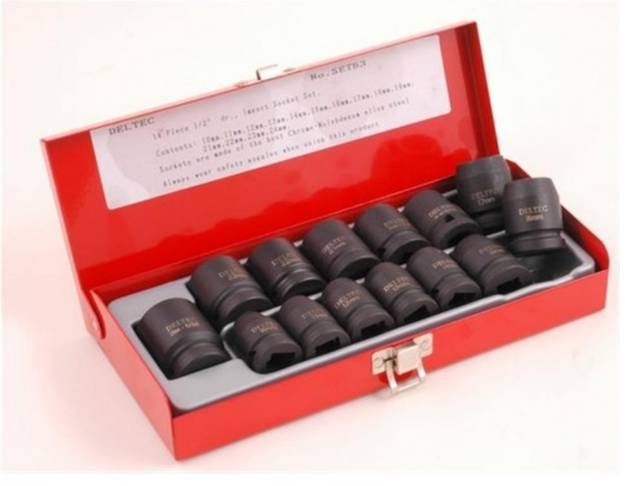 Picture of DELTEC SET B3 1/2" STD  IMPACT SOCKET SET  8-30MM 14p set