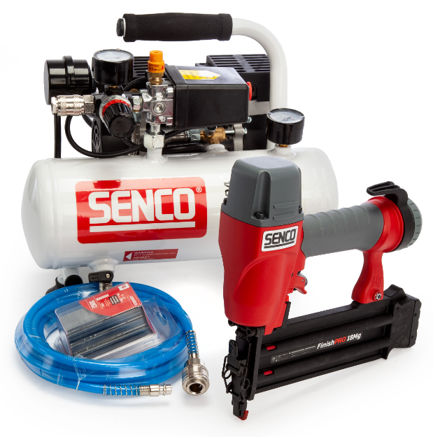 Picture of Senco AC4504 Low Noise Electric Compressor with Finish Pro 18Mg Brad Nailer Kit 