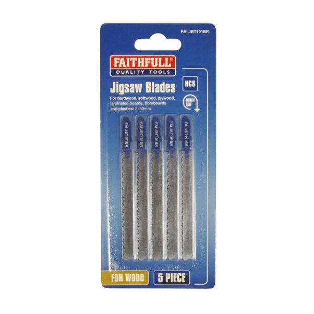 Picture of FAITHFULL JIGSAW BLADES (5) LAMINATE/WOOD T101BR
