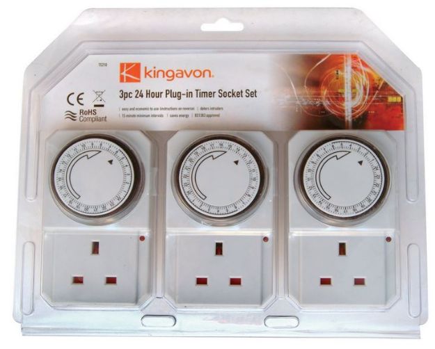 Picture of KINGAVON 3PC 24 HOUR PLUG-IN TIMER SOCKET SET TS210