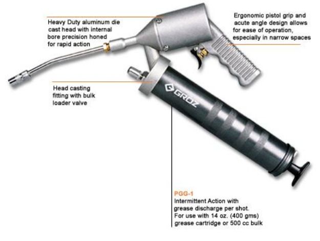 Picture of Groz Air Operated - Continous operation Grease Gun with 6" Steel Extension & Coupler- 1/8" BSPT