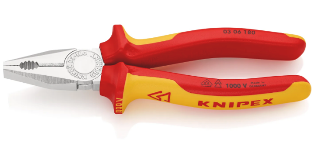 Picture of Knipex Combination Pliers VDE with multi component handle 180mm 03 06 180 
