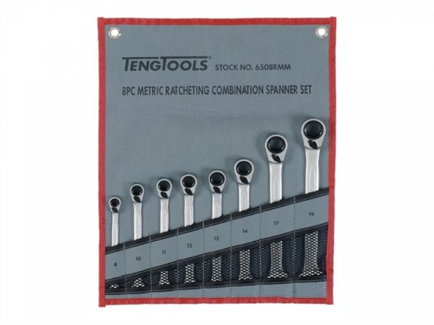 Picture of TENGTOOL 6508RMM 8pc 8-19mm FLIP REVERSE RATCHET COMBI SPANNER SET