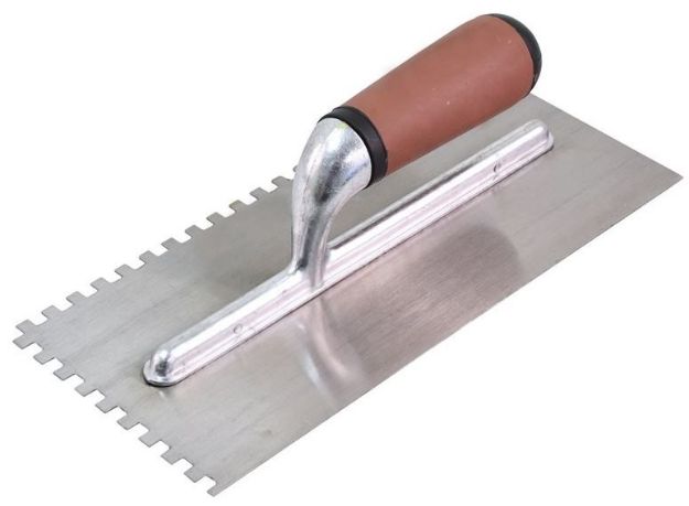 Picture of ROLSON 52247 SERRATED PLASTERING TROWEL 280x125mm HARDENED & TEMPERED SPRING STEEL BLADE