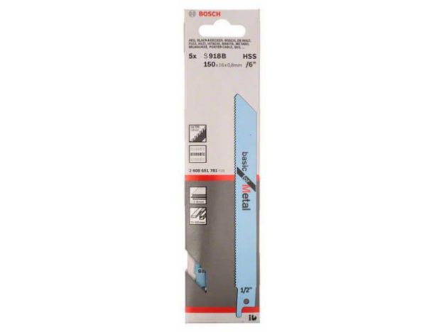 Picture of Bosch S918B Pkt5 Metal Sabre Saw Blades (150mm)   2 608 651 781