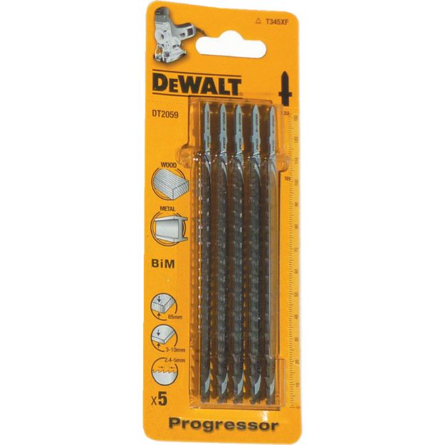 Picture of Dewalt DT2059 Pkt 5 Jigsaw Blades T345XF Wood & Metal (Full Length 132mm)