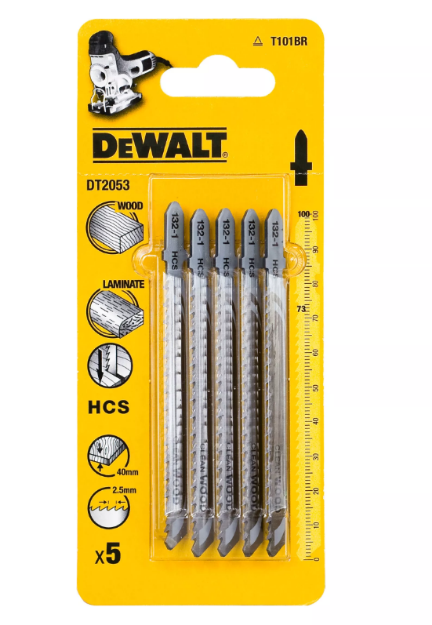 Picture of Dewalt DT2053 Pkt 5 Jigsaw Blades T101BR Wood & Laminates (Full Length 100mm)