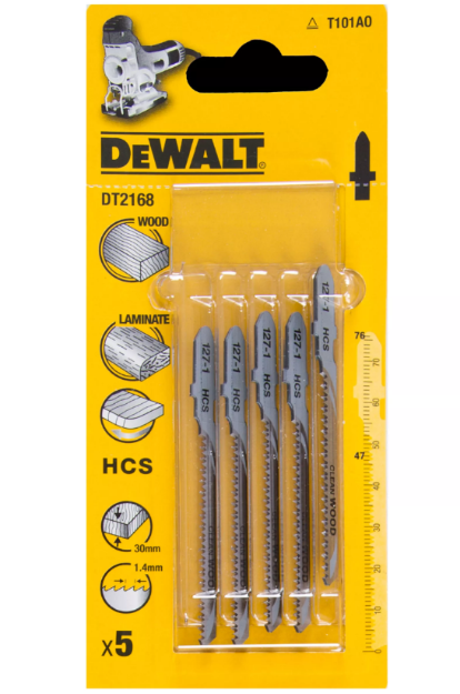 Picture of Dewalt DT2168 Pkt 5 Jigsaw Blades T101AO Wood & Laminates (Full Length 76mm)
