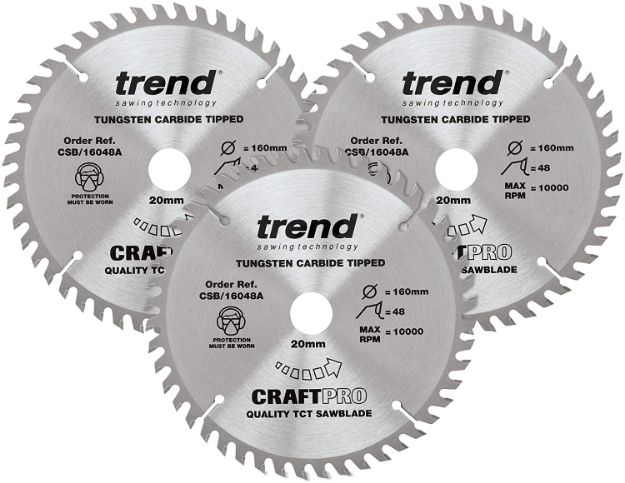 Picture of Trend CSB-160-3PK Craft Saw Blade 3pc Set For Plunge Saw Includes CSB-16048A x 3