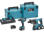 Picture of Makita DLX2137PTJ 2pc 18v Combo Kit Includes DHR263 Twin 18v/36v SDS Drill & DHP482 2 Speed Combi Drill C/W 4 x 5.0Ah Li-ion Batteries & Twin Charger In 2 x Makpac Cases