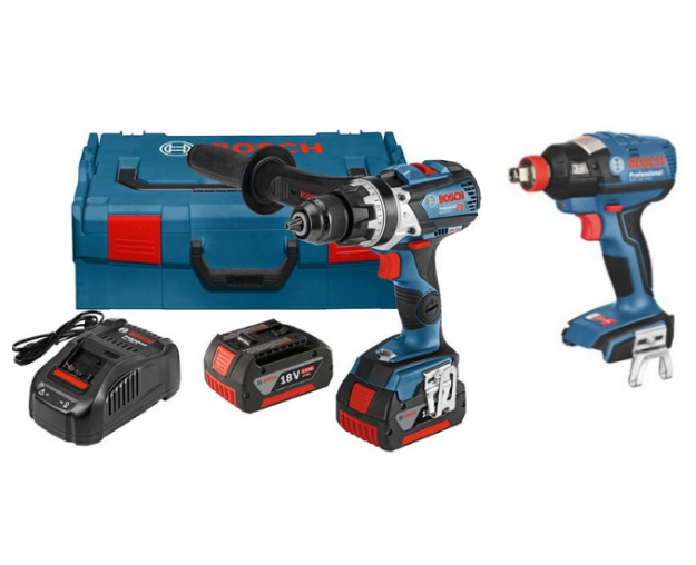 Picture of Bosch 2pc 18V Brushless Combo Kit Includes GSB18-85 Drill & GDX18 1/2'' Impact Wrench C/W 2 x 5.0Ah Li-ion Batteries & Charger In L-boxx