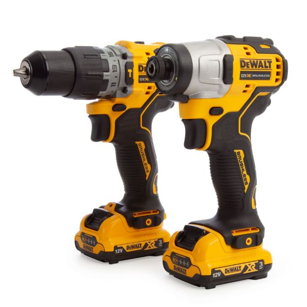 Picture of Dewalt DCK2111L2T 2pc 12V XR Brushless Sub Compact Combo Kit Includes DCD706 Combi Drill & DCF801 Impact Driver C/W 2 x 3.0Ah Li-ion Batteries & Charger In T-stak Box  