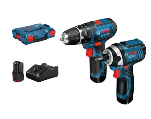 Picture of Bosch 2pc 12v Combo Kit Includes GSB12V Combi Drill & GDR12-105 Impact Driver C/W 2 x 2.0Ah Li-ion Batteries & Charger In Kitbag