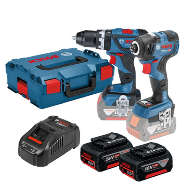 Picture of Bosch 2pc 18v Brushless Combo Kit Includes GSB18V60 2 Speed Combi Drill & GDR18V200C Impact Driver C/W 2 x 5.0Ah Li-ion Batteries & Charger In L-boxx