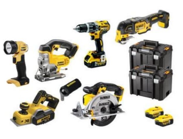 Picture of DEWALT DCK665P3T 6pc 18V XR COMBO KIT INCLUDES DCD796 BRUSHLESS COMBI DRILL 2 SPEED, DCP580 BRUSHLESS PLANER, DCS355 BRUSHLESS M 