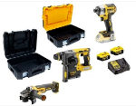 Picture of Dewalt DCK305P2T 3pc 18V XR Brushless Combo Kit Includes DCH273 SDS Drill DCG405 Angle Grinder & DCF887 Impact Driver C/W 2 x 5.0Ah Li-ion Batteries & Charger In 2 x T-stak Boxes