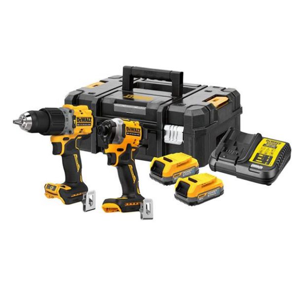 Picture of Dewalt DCK2050E2T-GB 18V XR Brushless G3 Compact Twin Kit (DCD805 + DCF850) 2 x Compact Powerstack Batteries  