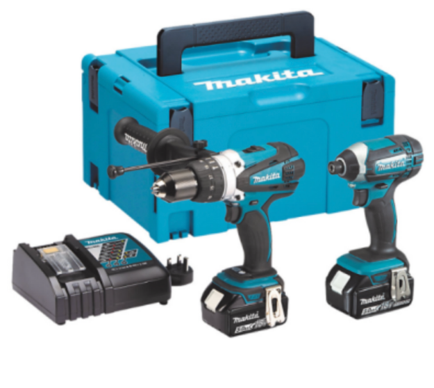 Picture of Makita DLX2145TJ 2pc 18V Combo Kit Includes DHP458 2 Speed Combi Drill & DTD152 Impact Driver C/W 2 x 5.0Ah Li-ion Batteries & Charger In Makpac Case