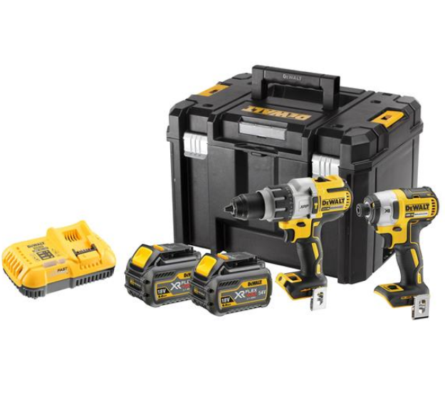 Picture of Dewalt DCK276T2T 2Pc 18V XR Brushless Combo Kit Includes DCD996 3 Speed Combi Drill & DCF887 3 Speed Impact Driver C/W 2 x 6.0Ah Flexvolt Li-ion Batteries & Fast Charger In T-stak Box