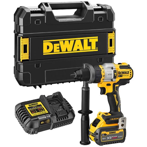 Picture of Dewalt DCD999T1 18V XR Brushless High Power 3 Speed Combi Drill With Flexvolt Advantage C/W 1 x 6.0Ah Flexvolt Li-ion Battery & Fast Charger In T-stak Box