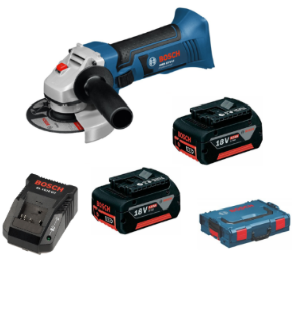 Picture of Bosch 18v 41/2" 115mm Angle Grinder C/W 2 x 5.0Ah Li-ion Batteries & Charger In L-box