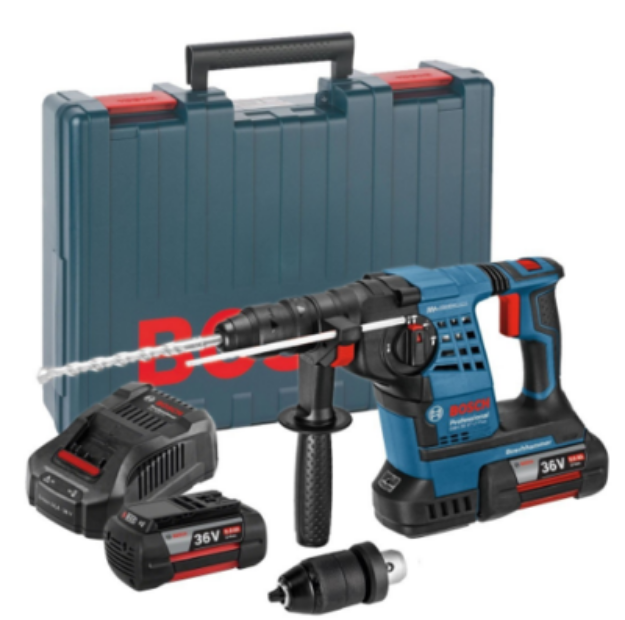 Picture of Bosch GBH36VF-LI Plus 36V 28mm SDS Plus Hammer Drill With Interchangeable Chuck 600w 0-940rpm 0-4200bpm 3.2 Joules C/W 2 x 6.0Ah Li-ion Batteries & Charger In Case