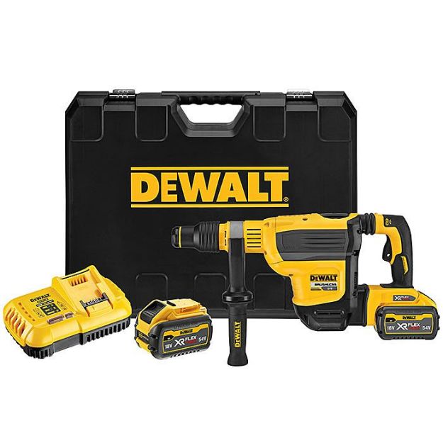 Picture of Dewalt DCH614X2 54V XR 45mm Flexvolt SDS Max Combination Hammer Bare Unit 380rpm 2900bpm 10.5 Joules C/W 2 x 9.0ah Flexvolt Li-ion Batteries & Charger In Box