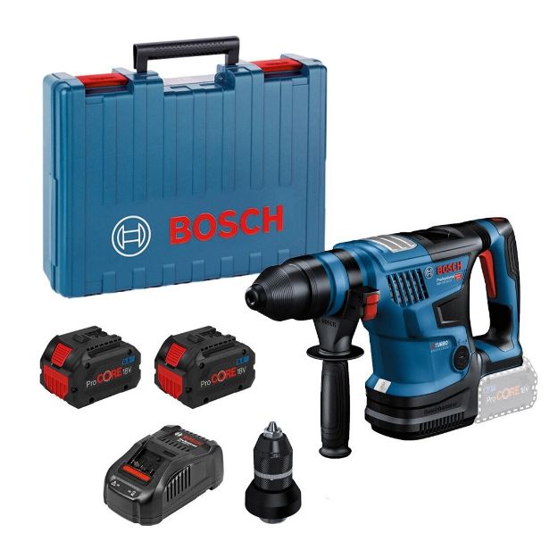Picture of Bosch GBH18V-34CF 32mm 18v Biturbo Brushless SDS Plus Drill 0-500rpm 0-2900bpm 5.8 Joules 4.9kg C/W 2 x 8.0ah Procore Li-ion Batteries & Charger In Box 