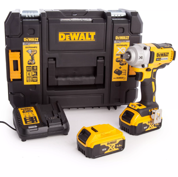 Picture of Dewalt DCF894P2 18V XR 1/2'' Brushless 3 Speed Impact Wrench 450nm C/W 2 x 5.0Ah Li-ion Batteries & Charger In T-stak Box
