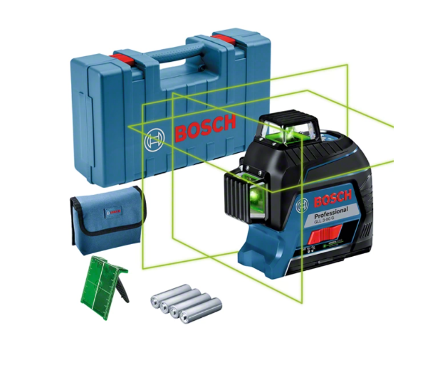 Picture of Bosch GLL3-80 G Professional 3 x 360° Bold Green Lines for Optimal Visibility in Carry Case c/w 4 x AA Batteries, Laser Target Plate 0 601 063 Y00