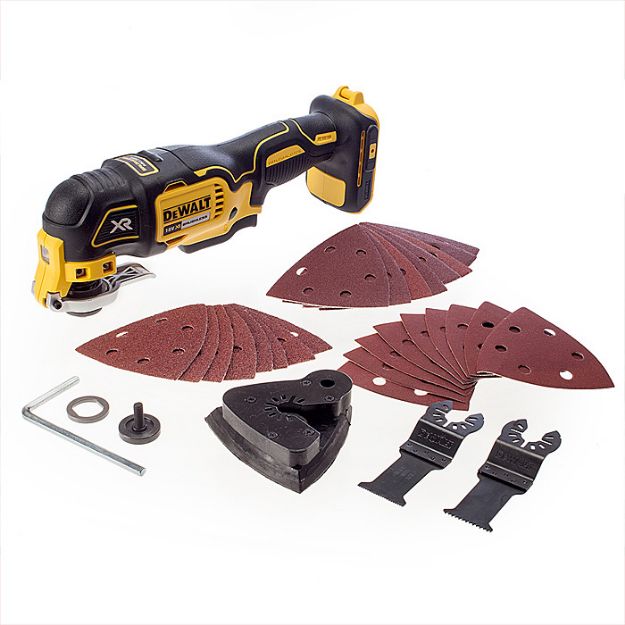 Picture of DEWALT DCS355N 18V XR BRUSHLESS OSCILLATING MULTI TOOL 300W 22000opm & 29pce accessory kit, bare unit