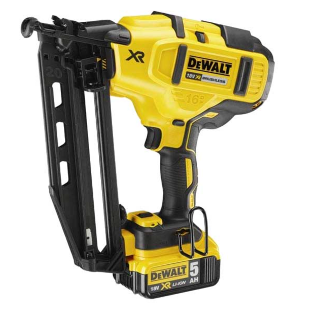 Picture of Dewalt DCN660P2 18V XR Brushless 16 Gauge Angled Second Fix Finish Nailer 32-63mm Length 2.4kg C/W 2 x 5.0Ah Li-ion Batteries & Charger In Bag