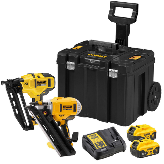 Picture of Dewalt DCK264P2 18V XR 2pc Combo Nail Gun Includes DCN692 Framing Nailer & DCN660 16 Gauge Angled Finish Nailer C/W 2 x 5.0Ah Li-ion Batteries & Charger In T-Stak Mobile Kit Box