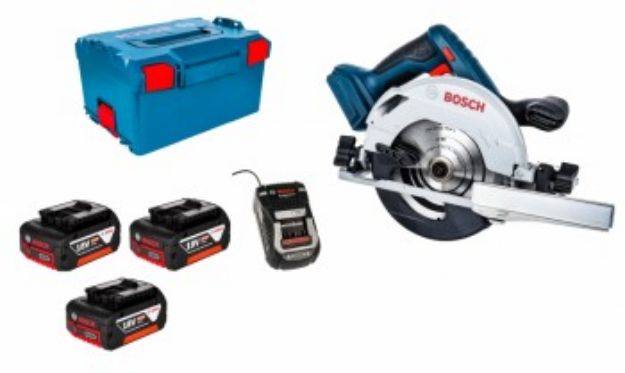 Picture of Bosch GKS18V-57G 18V Rail Compatible Circular Saw 3400rpm 57mm Cutting Depth 165x20mm Blade C/W 2 x 5.0Ah Li-ion Batteries In L-boxx