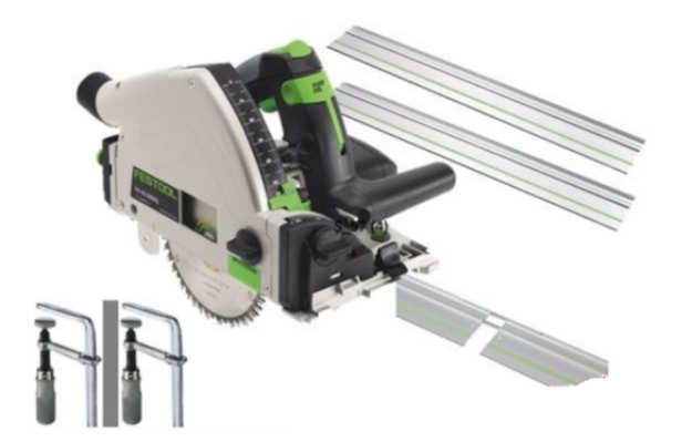 Picture of Festool Bundle Plunge Cut Saw Set Includes 561554 TS 55 Req-Plus GB 110v 491498 FS 1400/2 Guide Rail x 2 482107 FSV Connecting Piece x 2 489570 FSZ120 Fastening Clamp x 2