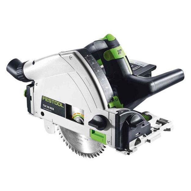 Picture of Festool 576906 TSC 55 Cordless Plunge Saw Kit Includes 575688 & 491498 FS1400 Guide Rail x 2 482107 FSV Connecting Piece x 2 489570 FSZ120 2pc Fastening Clamp Set x 1 C/W 2 x 5.2Ah Li-ion Bluetooth Airstream Batteries & SCA8 Rapid Charger***Due In Septe (