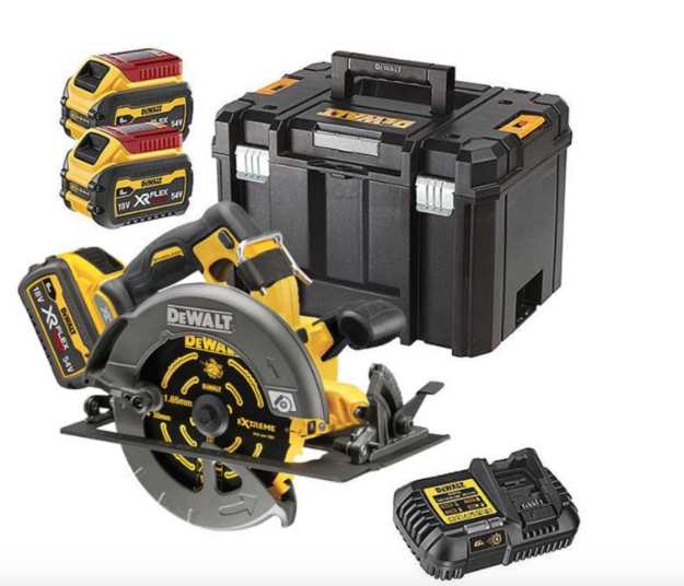 Picture of Dewalt DCS578T2 54V XR Flexvolt High Power Circular Saw 5800rpm 67mm Cutting Depth 190x30mm Blade 3.6kg C/W 2 x 6.0Ah Li-ion Batteries & Charger In T-stak Box