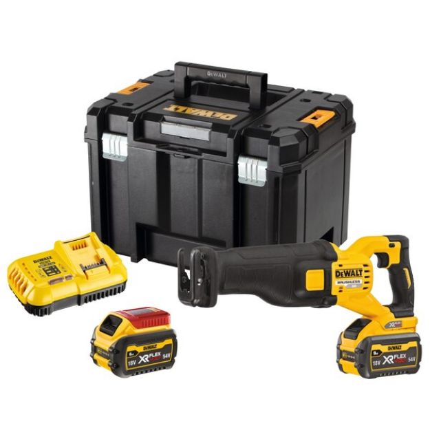 Picture of Dewalt DCS389X2 54V XR Flexvolt High Power Reciprocating Saw 0-3000spm 3.6kg C/W 2 x 9.0Ah Li-ion Batteries & Charger T-stak Box