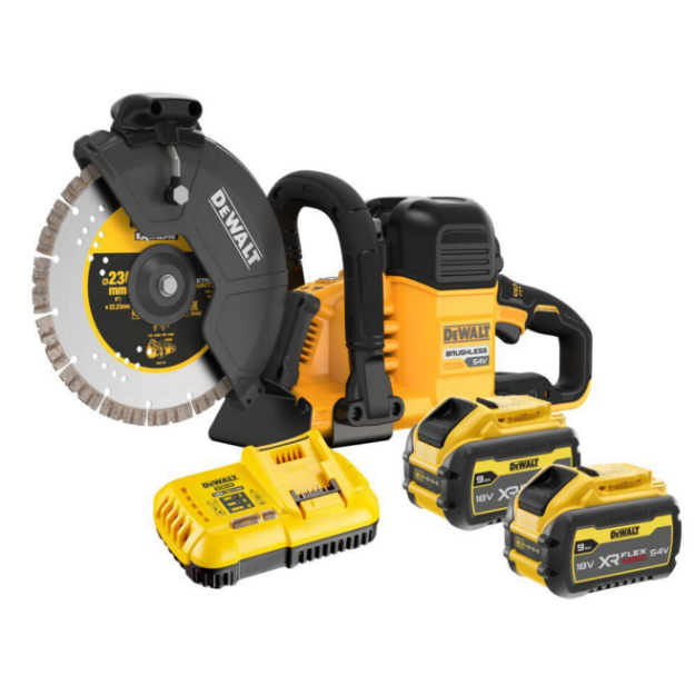 Picture of Dewalt DCS691X2 54V XR Flexvolt Wireless Tool Control Consaw/Cut Off Saw 230mm Blade C/W 2 X 9.0Ah Li-ion Flexvolt Batteries & Fast Charger