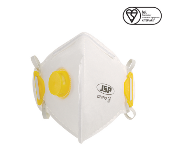 Picture of JSP BEB120-101-A00 DISPOSABLE FOLD FLAT FFP2V MASK (222) BOX QTY 10