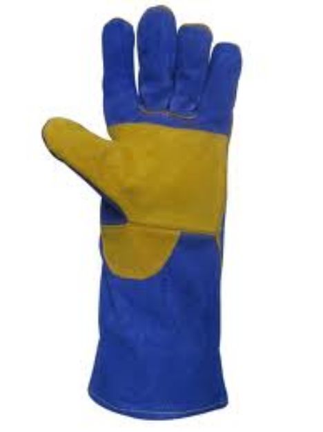 Picture of CLICK 16'' REINFORCED BLUE KEVLAR STITCHED WELDERS GUANTLETS (50 PCS PER BOX)