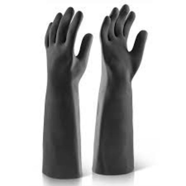 Picture of PAIR SIZE 10 18'' RUBBER GAUNTLETS 300G BLACK HEAVY DUTY DOUBLE PANDA