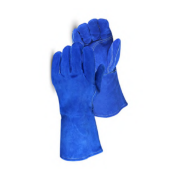 Picture of 16" BLUE REINFORCED DOUBLE PALM WELDERS GAUNTLET, 1.2MM SPLIT LEATHER FULL STITCH LINING